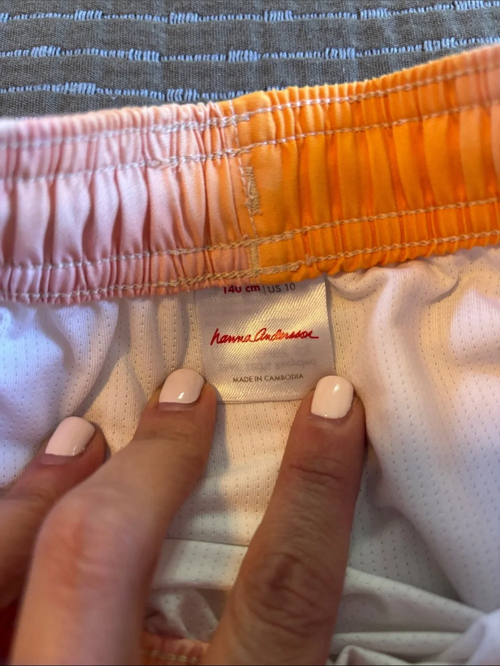 Hanna Andersson Pink and Orange Tie-Dye Mesh Lined Swim Shorts Sz 10/130